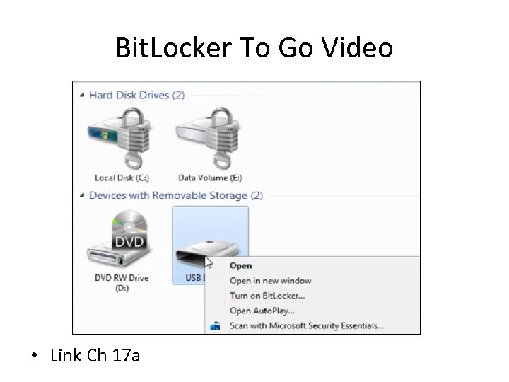 Bit. Locker To Go Video • Link Ch 17 a 