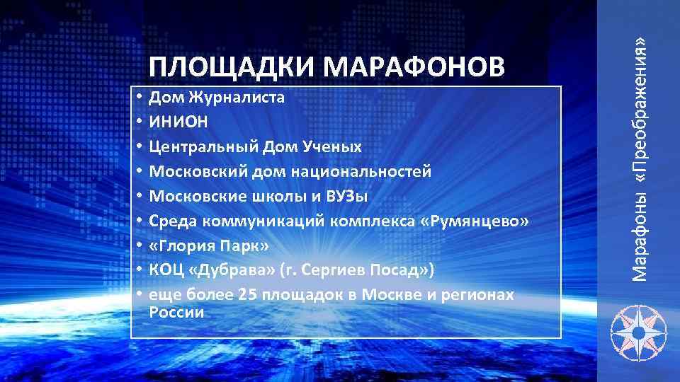  • • • Дом Журналиста ИНИОН Центральный Дом Ученых Московский дом национальностей Московские