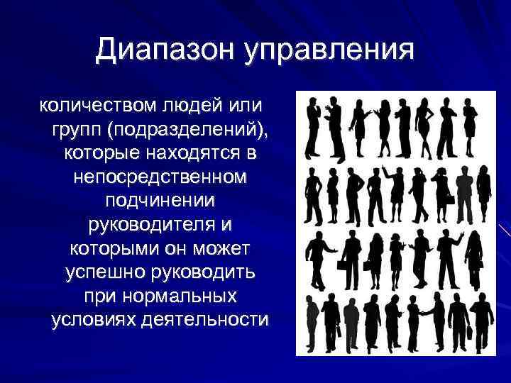 Диапазон управления количеством людей или групп (подразделений), которые находятся в непосредственном подчинении руководителя и