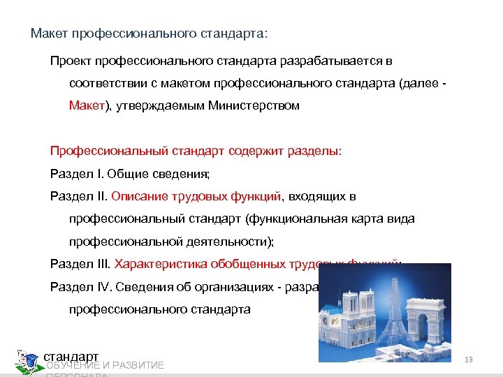 Макет профессионального стандарта: Проект профессионального стандарта разрабатывается в соответствии с макетом профессионального стандарта (далее