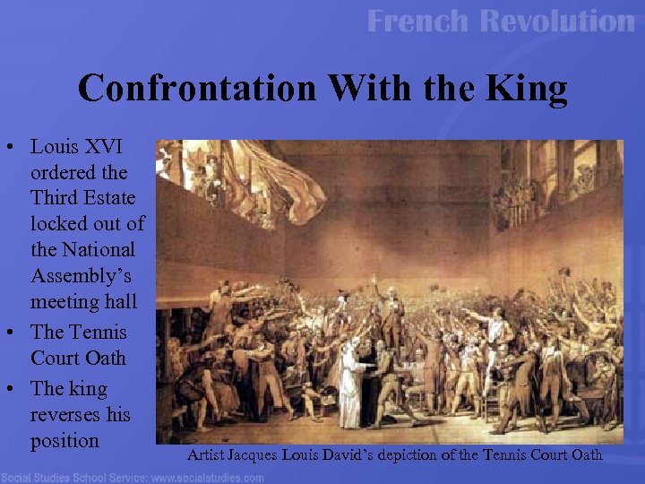 Confrontation With the King • Louis XVI ordered the Third Estate locked out of