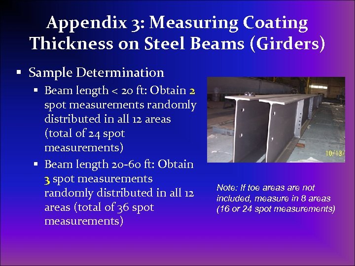 Appendix 3: Measuring Coating Thickness on Steel Beams (Girders) § Sample Determination § Beam