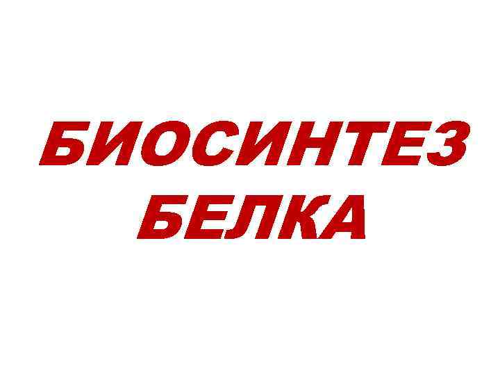 БИОСИНТЕЗ БЕЛКА 