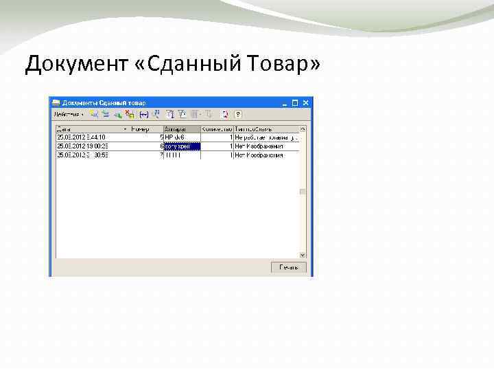 Документ «Сданный Товар» 