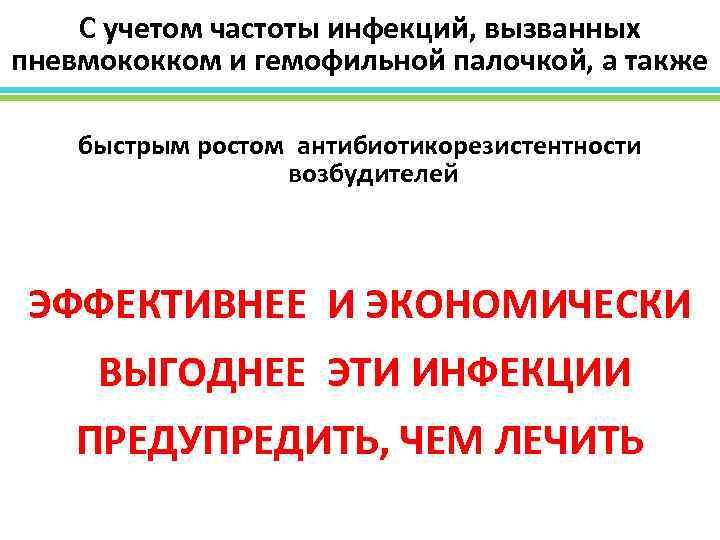 С учетом частоты инфекций, вызванных пневмококком и гемофильной палочкой, а также быстрым ростом антибиотикорезистентности