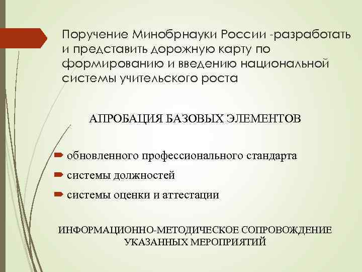 Поручение Минобрнауки России -разработать и представить дорожную карту по формированию и введению национальной системы