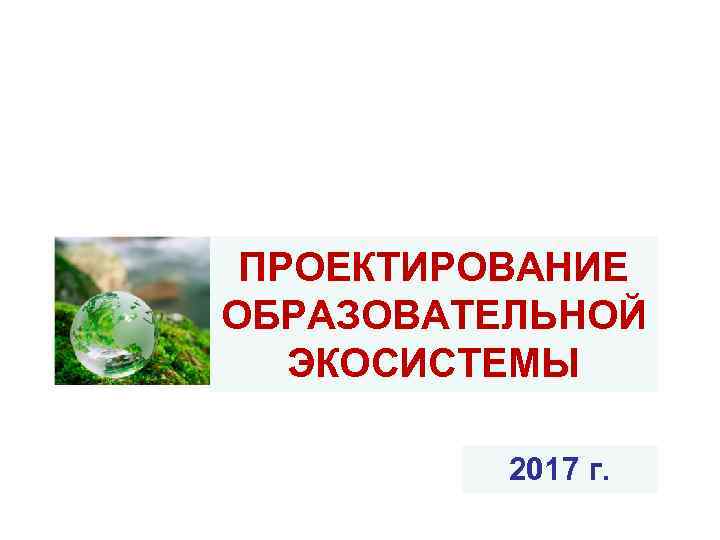 ПРОЕКТИРОВАНИЕ ОБРАЗОВАТЕЛЬНОЙ ЭКОСИСТЕМЫ 2017 г. 