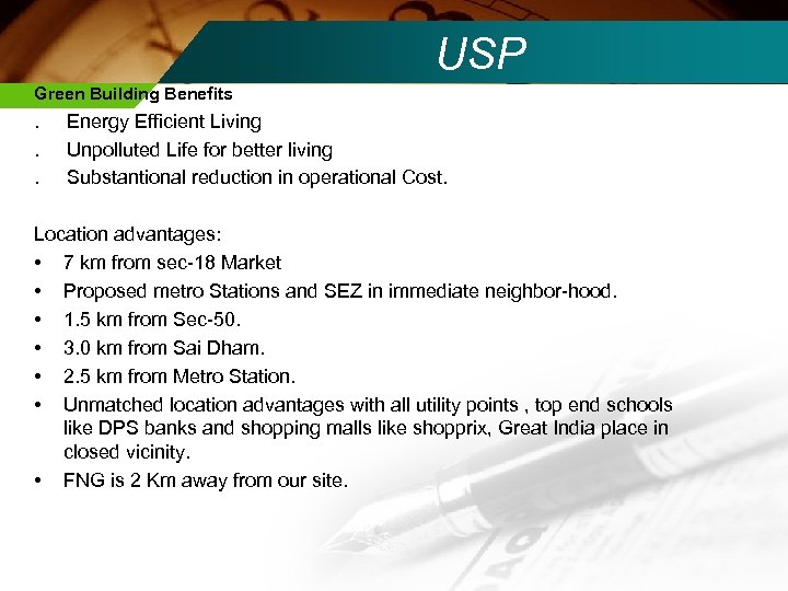 USP Green Building Benefits . . . Energy Efficient Living Unpolluted Life for better