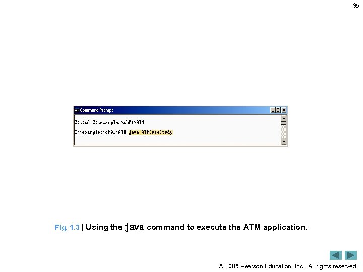 35 Fig. 1. 3 | Using the java command to execute the ATM application.