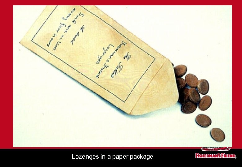 Lozenges in a paper package 