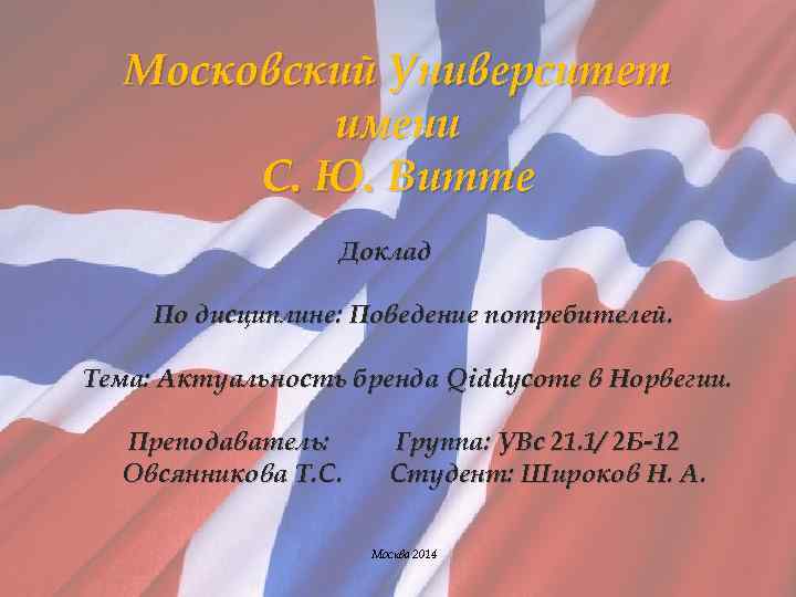 Московский Университет имени С. Ю. Витте Доклад По дисциплине: Поведение потребителей. Тема: Актуальность бренда