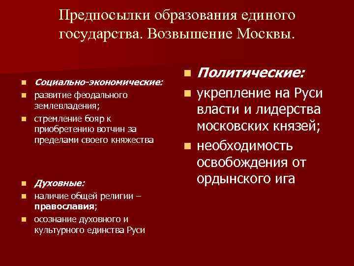 Предпосылки образования