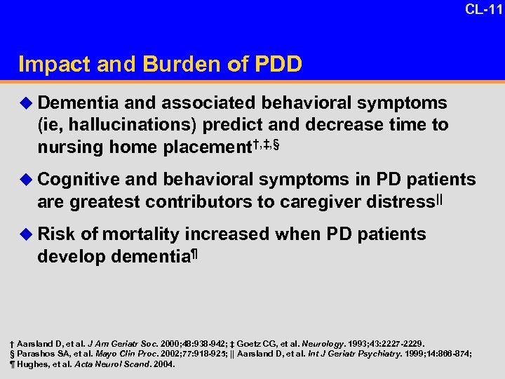 CL-11 15 -10 Impact and Burden of PDD u Dementia and associated behavioral symptoms