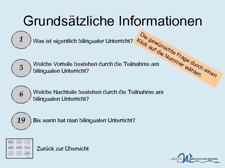 Grundsätzliche Informationen 1 5 6 19 Die Was ist eigentlich bilingualer Unterricht? Klic gewü