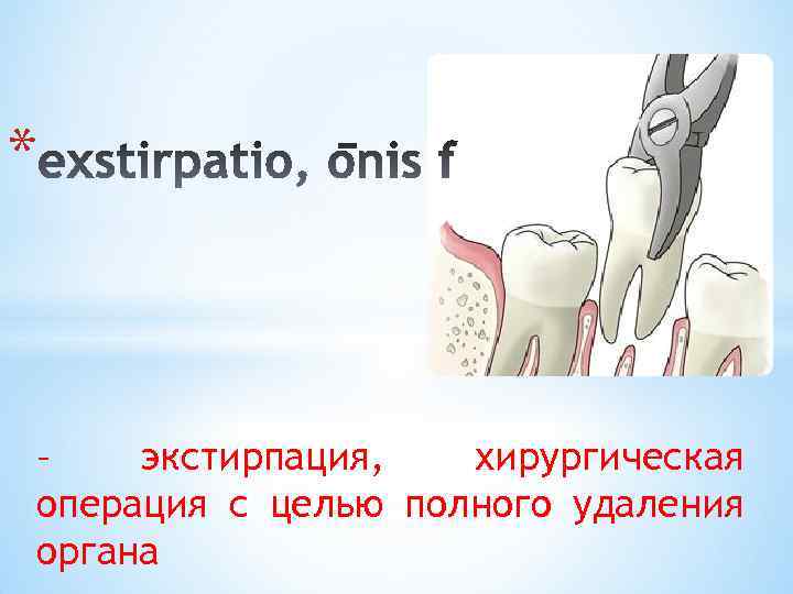 * – экстирпация, хирургическая операция с целью полного удаления органа 
