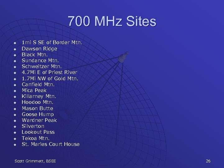700 MHz Sites u u u u u 1 mi S SE of Border