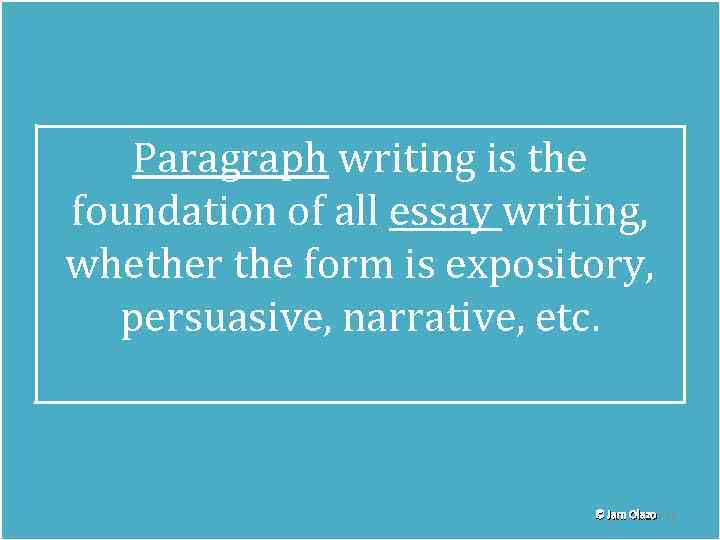 Paragraph writing is the foundation of all essay writing, whether the form is expository,