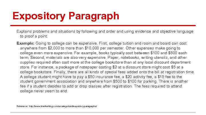 purpose of expository paragraph