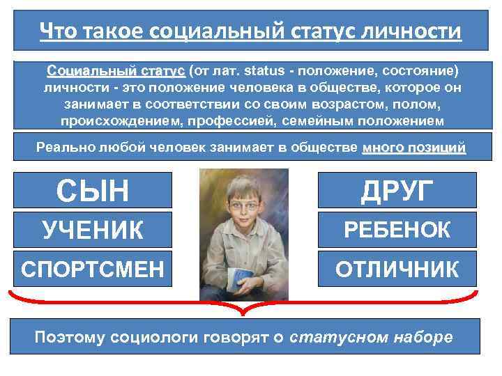 Что такое социальный статус личности Социальный статус (от лат. status - положение, состояние) личности