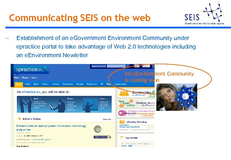 Communicating SEIS on the web – Establishment of an e. Government Environment Community under