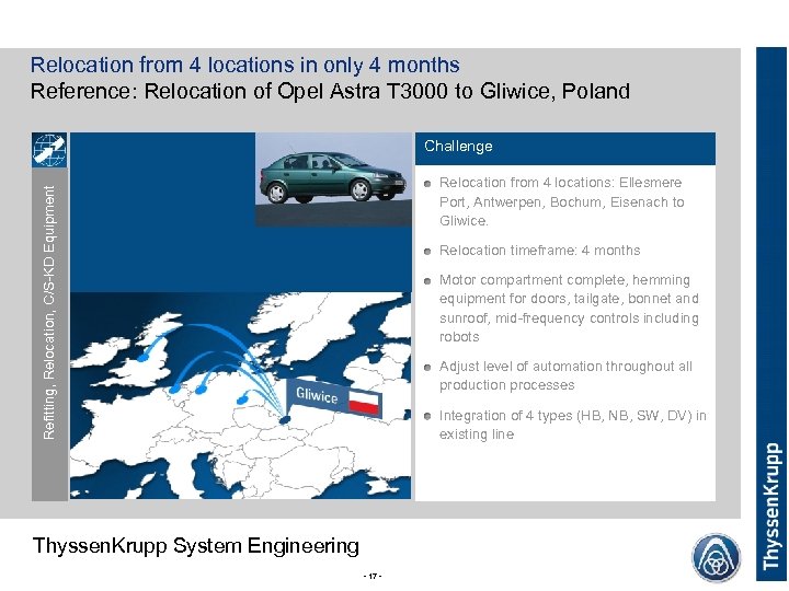 Relocation from 4 locations in only 4 months Reference: Relocation of Opel Astra T