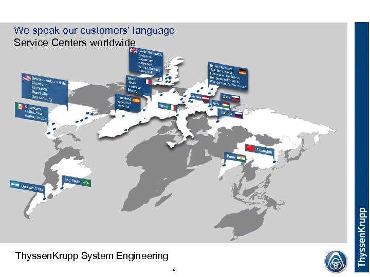 Thyssen. Krupp System Engineering - 4 - Thyssen. Krupp We speak our customers’ language