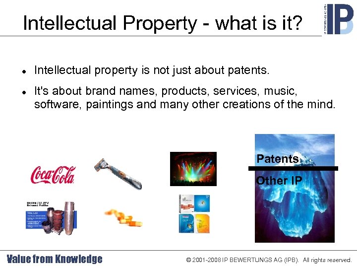 Intellectual Property - what is it? Intellectual property is not just about patents. It's