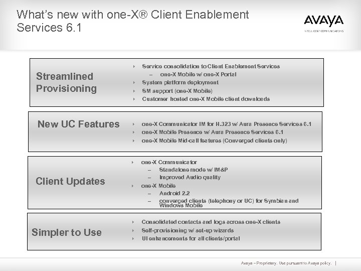 What’s new with one-X® Client Enablement Services 6. 1 4 Streamlined Provisioning 4 4