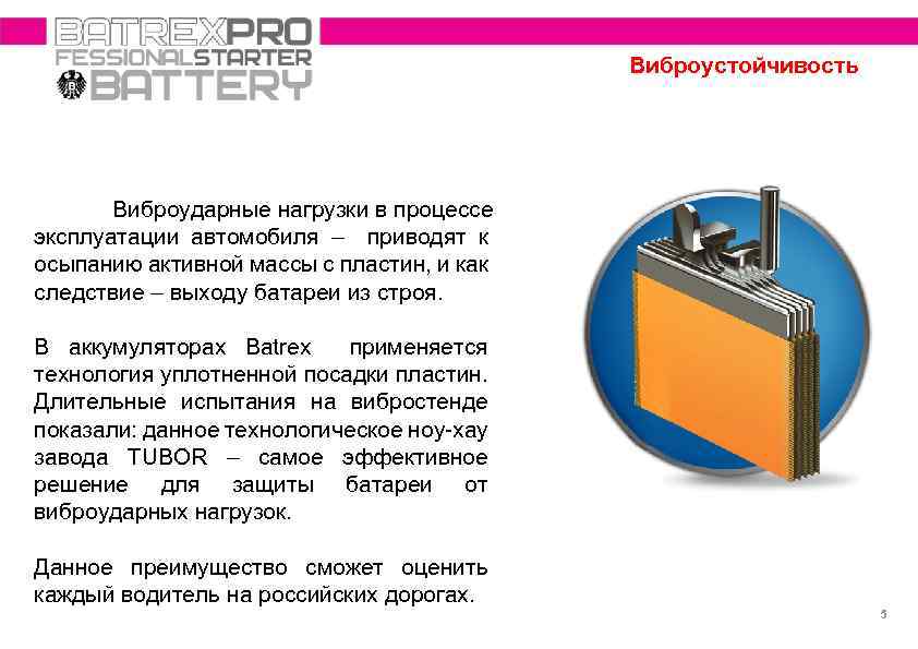 Виброустойчивость Виброударные нагрузки в процессе эксплуатации автомобиля – приводят к осыпанию активной массы с