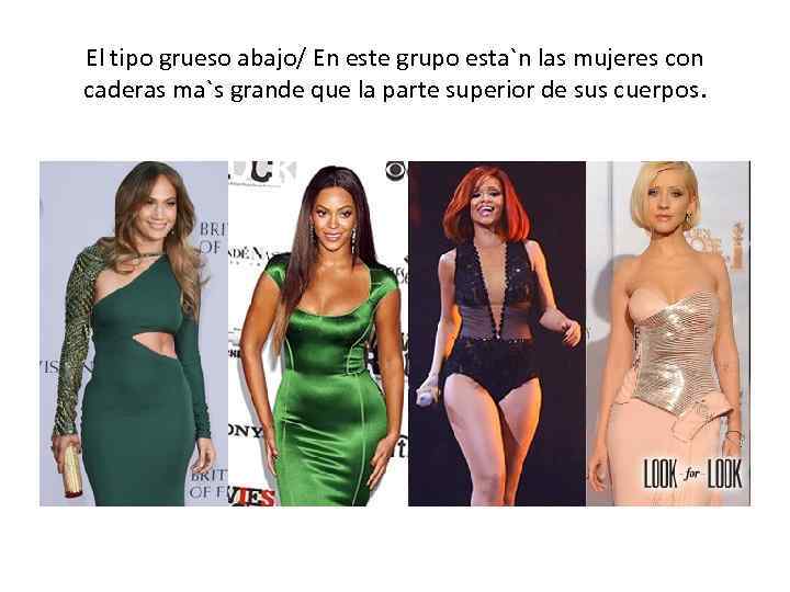El tipo grueso abajo/ En este grupo esta`n las mujeres con caderas ma`s grande