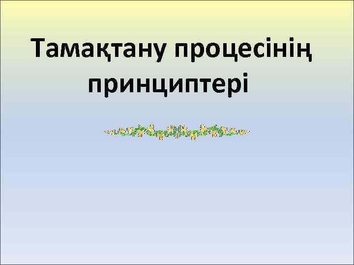 Тамақтану процесінің принциптері 