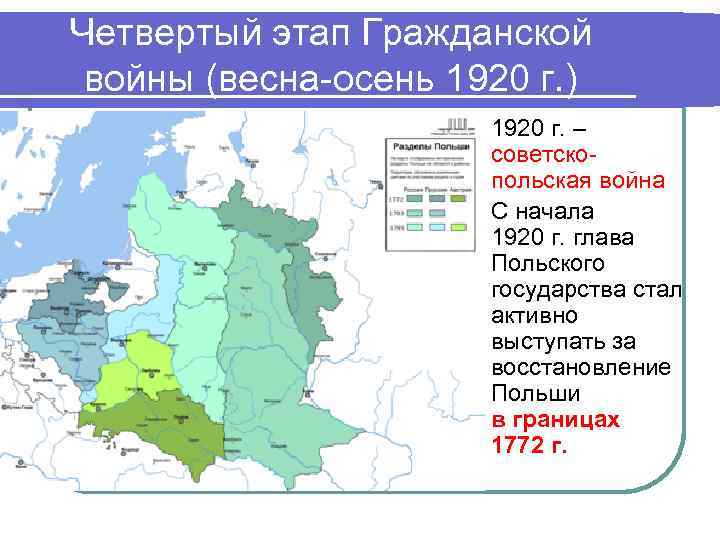 Четвертый этап Гражданской войны (весна-осень 1920 г. ) 1920 г. – советскопольская война l