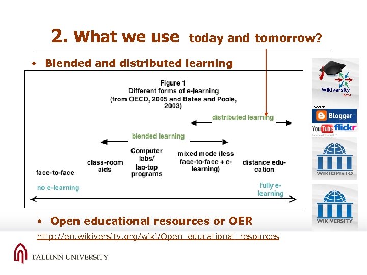 2. What we use today and tomorrow? • Blended and distributed learning • Open