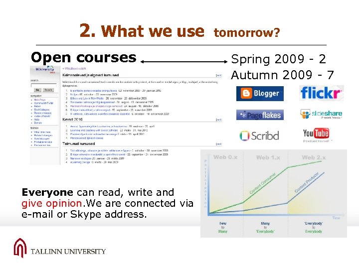 2. What we use Open courses Everyone can read, write and give opinion. We