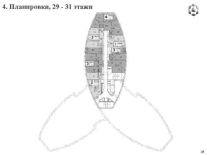 4. Планировки, 29 - 31 этажи 16 