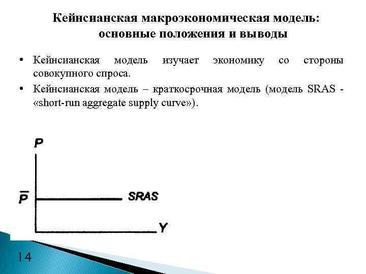 Кейнсианская макроэкономическая модель: основные положения и выводы • Кейнсианская модель изучает экономику со стороны