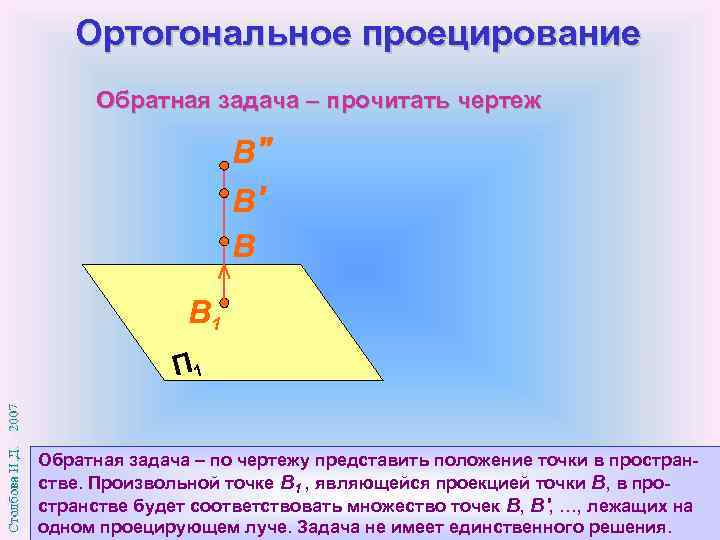 Ортогональное проецирование Обратная задача – прочитать чертеж В