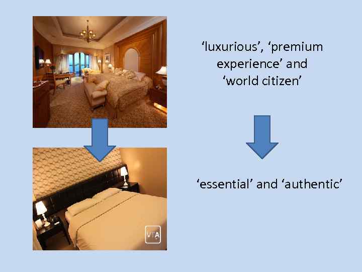‘luxurious’, ‘premium experience’ and ‘world citizen’ ‘essential’ and ‘authentic’ 