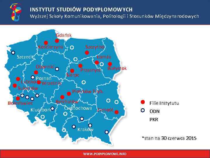 INSTYTUT STUDIÓW PODYPLOMOWYCH Wyższej Szkoły Komunikowania, Politologii i Stosunków Międzynarodowych Gdańsk Kościerzyna Szczytno Łomża
