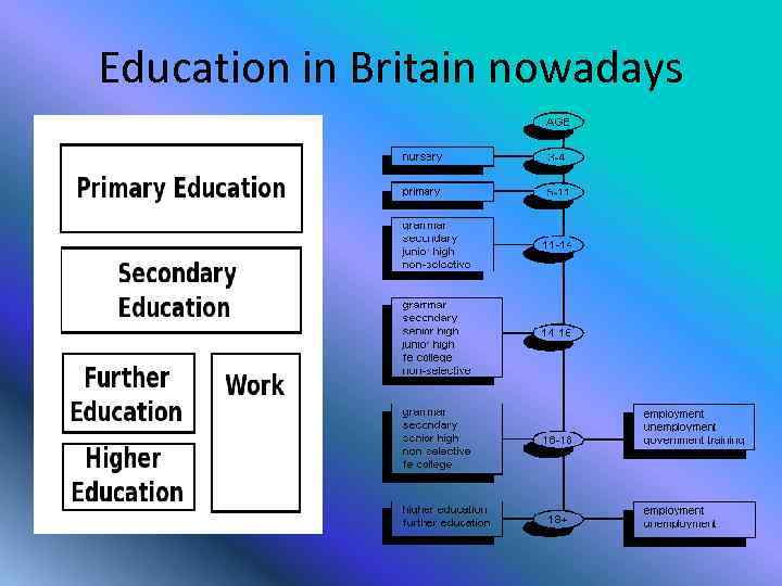 Education in Britain nowadays 