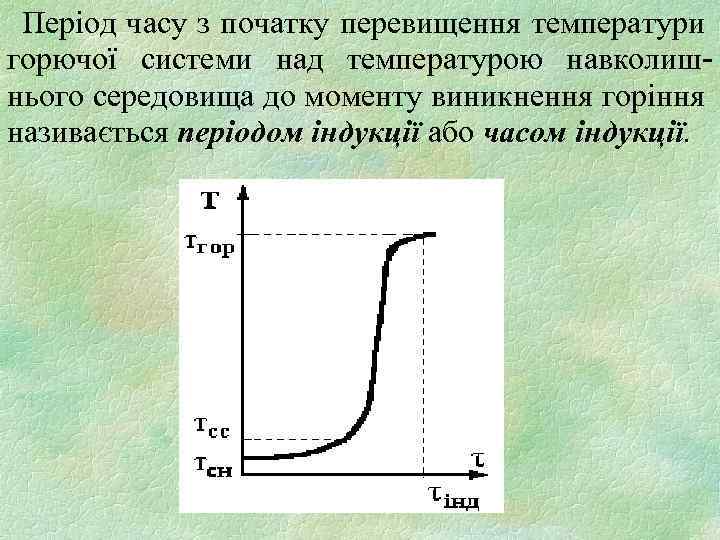 Період часу з початку перевищення температури горючої системи над температурою навколишнього середовища до моменту