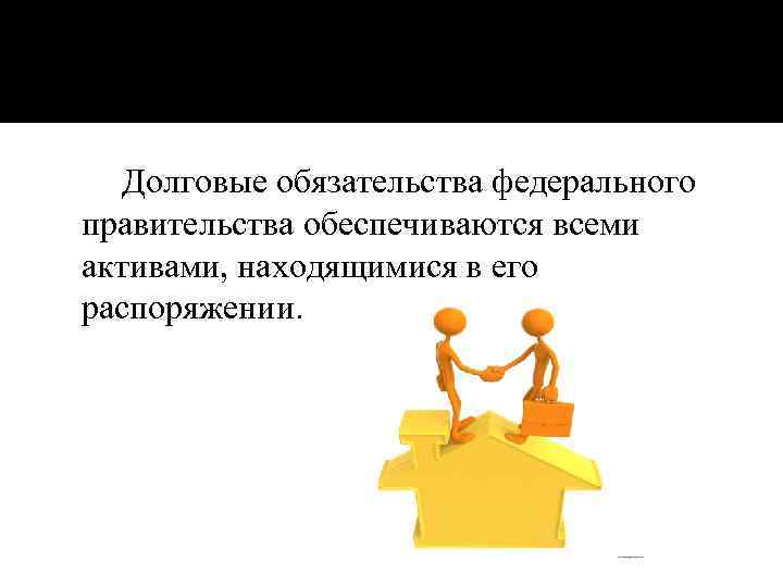 Долговые обязательства федерального правительства обеспечиваются всеми активами, находящимися в его распоряжении. 