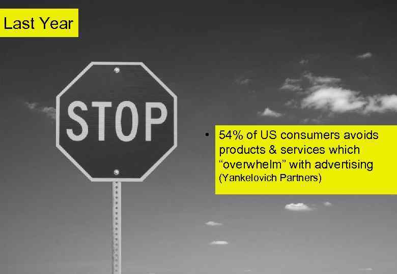 Last Year • 54% of US consumers avoids products & services which “overwhelm” with