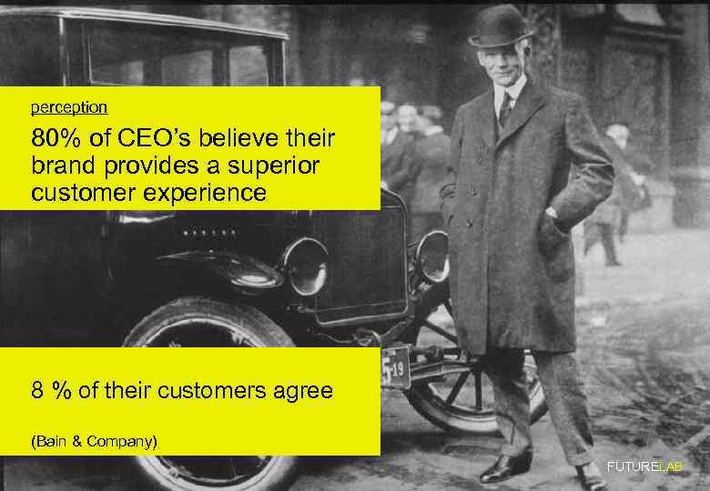 perception 80% of CEO’s believe their brand provides a superior customer experience 8 %