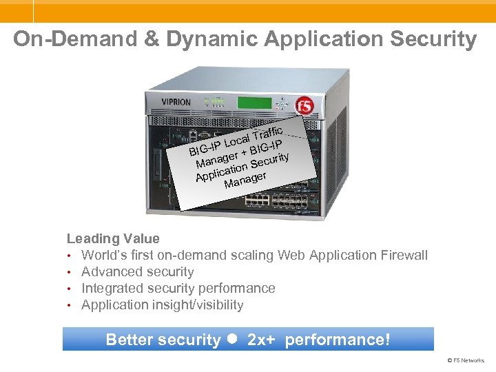 On-Demand & Dynamic Application Security fic l Traf Loca G-IP r + BIG-IP BI