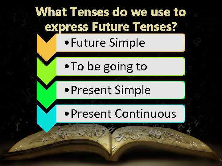 What Tenses do we use to express Future Tenses? • Future Simple • To