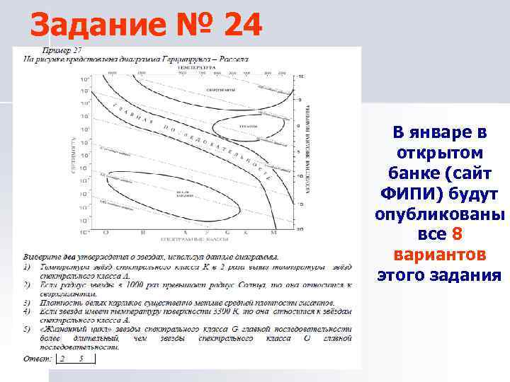 Задание № 24 В январе в открытом банке (сайт ФИПИ) будут опубликованы все 8