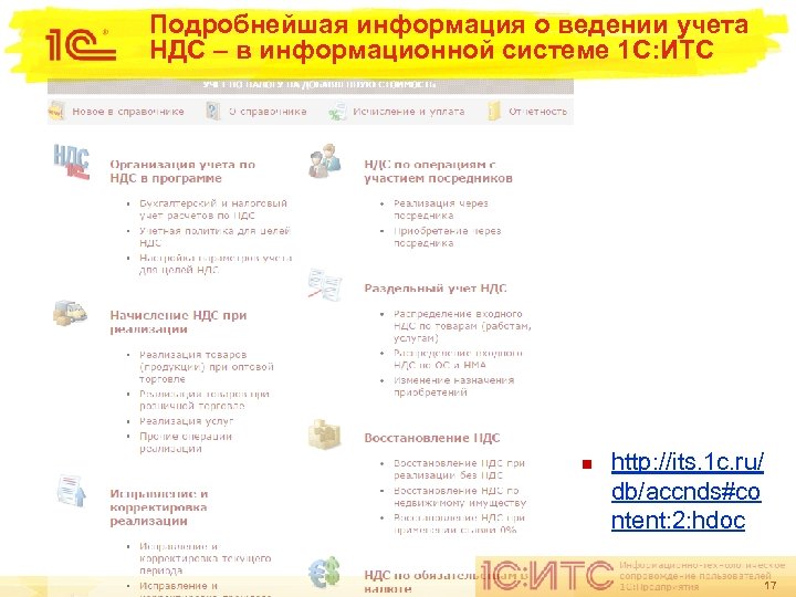 Подробнейшая информация о ведении учета НДС – в информационной системе 1 С: ИТС n