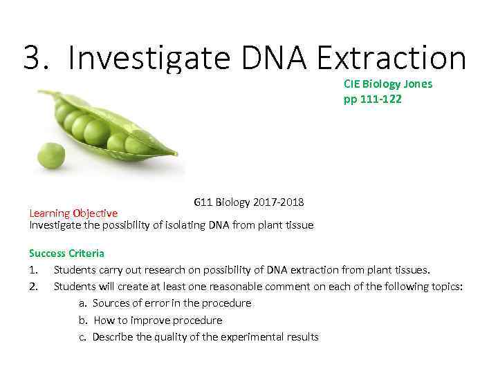 3. Investigate DNA Extraction CIE Biology Jones pp 111 -122 G 11 Biology 2017