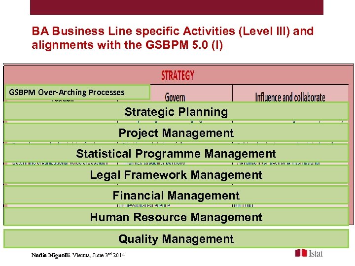 BA Business Line specific Activities (Level III) and alignments with the GSBPM 5. 0